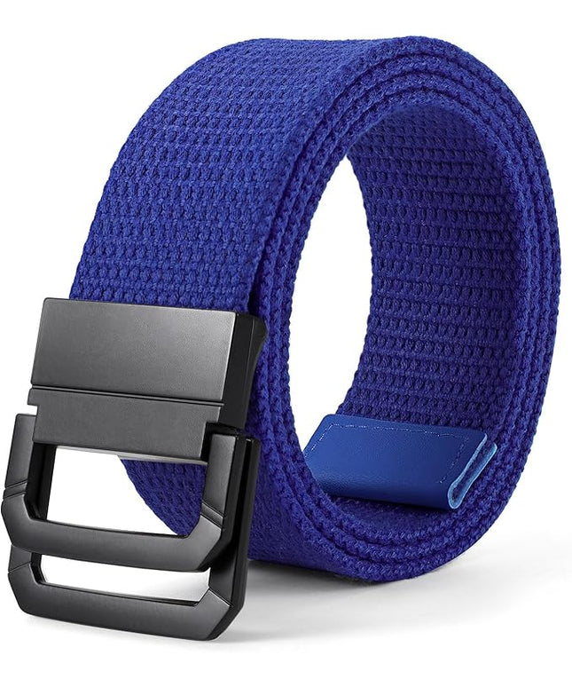 SANSTHS Canvas Belt with Double Ring Buckle, Fabric Web Belt for Women Men Double Ring for Outdoor & Casual Wear