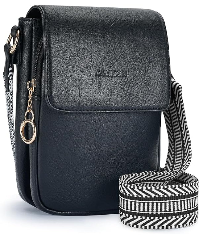 APHISON Small Crossbody Bags for Women Trendy, Leather Phone Wallet Purses Handbags Card Slots with Adjustable Guitar Strap