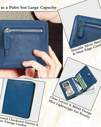 AINIMOER Small Leather Wallet for Women, Ladies Credit Card Holder RFID Blocking Women's Mini Bifold Pocket Purse
