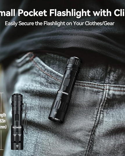 Small EDC Flashlight, 1100 High Lumens Rechargeable Pocket Light, Multi-Mode LED Flashlight with Clip for Everyday Carry and Emergencies