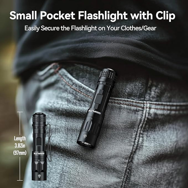 Small EDC Flashlight, 1100 High Lumens Rechargeable Pocket Light, Multi-Mode LED Flashlight with Clip for Everyday Carry and Emergencies