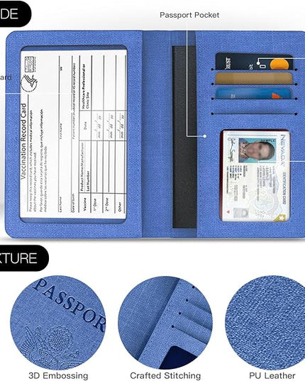 2 Pack Vaccine Card Holder,Passport And Vaccine Card Holder Combo-Baby Blue&Pink