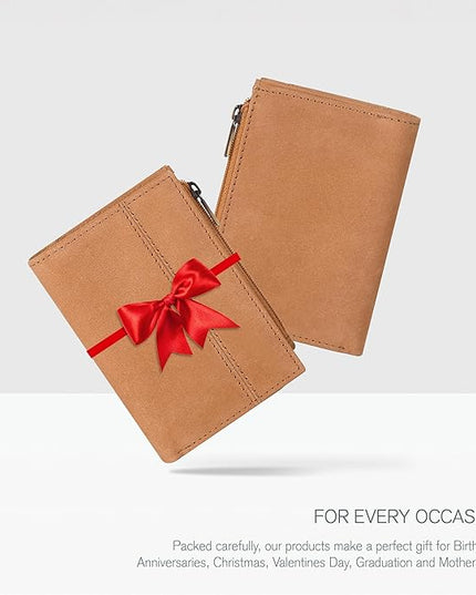 Oak Leathers Wallet For Women Full Grain Leather - Small RFID Coin Purse Credit Card & ID Holder for Ladies,Bifold Wallets for Teenager | Small, RFID, Coin Purse, for Ladies, for Teenager