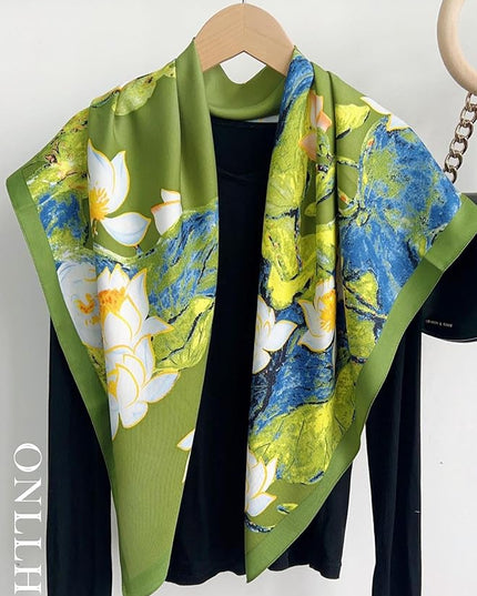 100% Mulberry Silk Scarf for Women Hair Lightweight Square Neckerchief Wrap For Head Scarves 21"