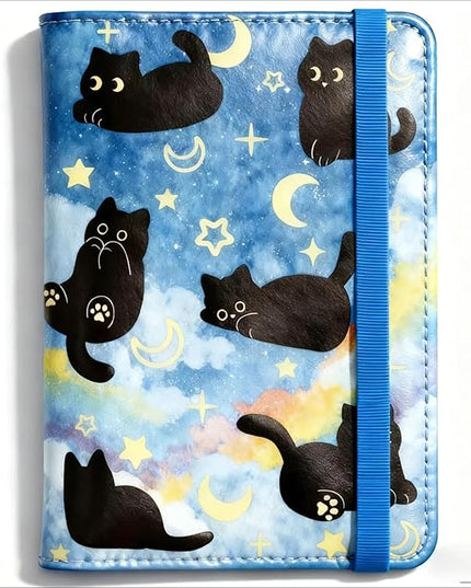 Cut Cat Passport Holder Sky Passport Cover for Travel PU Leather Passport Case with Credit Card Slots for Women Men Business Tourism