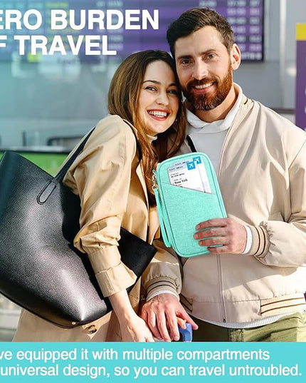 Passport Holder Family, Women Rfid Blocking Passport Wallet, Travel Essentials Premium Wallets, Waterproof Passport Holders Bag for Men Traveling, Travel Document Organizer Credit Cards Case