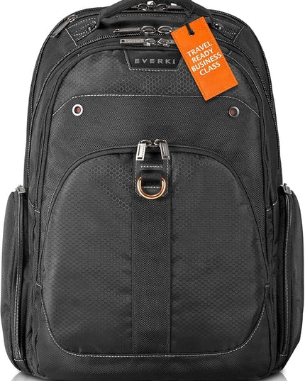 EVERKI 32L Atlas Business Laptop Backpack – Adjustable Compartment for Work, Travel-Friendly Business & Office Backpack for Men & Women, College, Durable Computer Bag, Fits 13"-17.3", Black