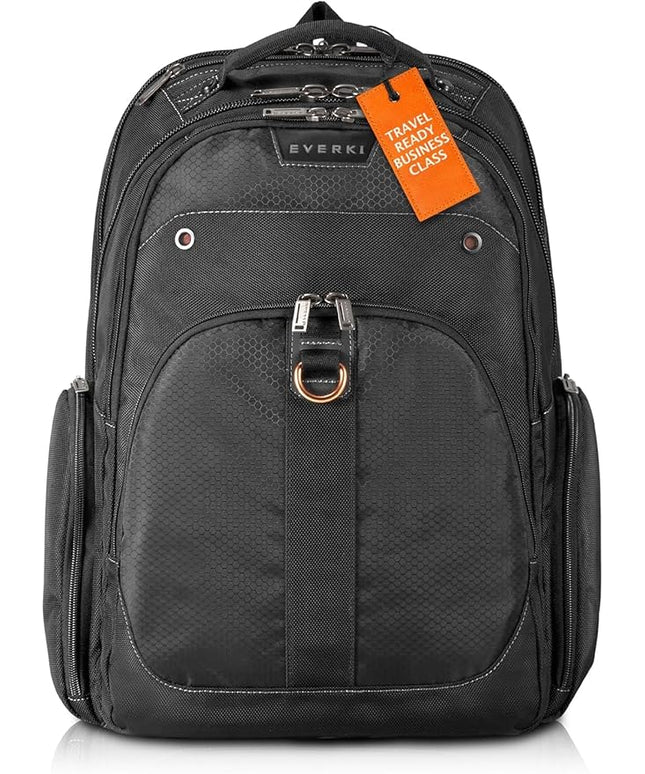 EVERKI 32L Atlas Business Laptop Backpack – Adjustable Compartment for Work, Travel-Friendly Business & Office Backpack for Men & Women, College, Durable Computer Bag, Fits 13"-17.3", Black