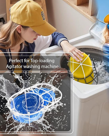 YEENOR Hat Washer Cage for Washing Machine - Baseball Cap Cleaner Rack, Ball Cap Washing, Dishwasher Safe, Perfect for Cleaning and Protecting Hats in Dishwasher (White/Black 2 Pack (Assembly))