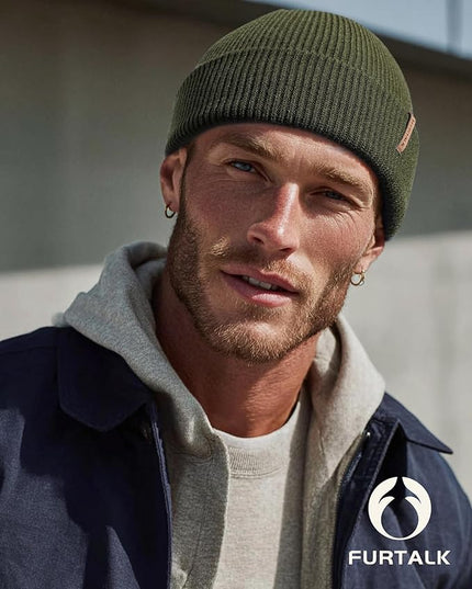 FURTALK Fisherman Beanie for Men Women 2 Styles Cuffless or Cuffed Knitted Unisex Winter Hat Outdoor All-Day Warmth