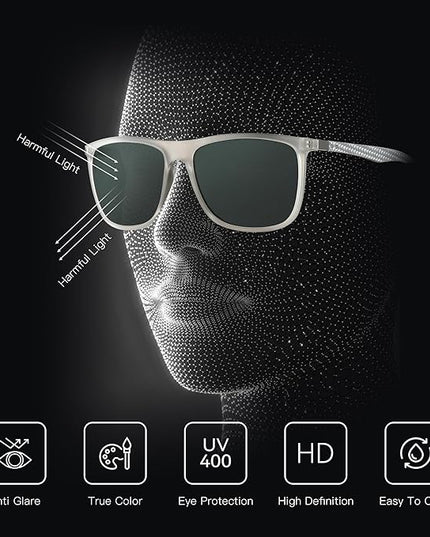 ZENOTTIC Square Polarized Sunglasses for Men Ultralight Carbon Fiber Sun Glasses Driving Fishing Golf Sports UV400 Protection