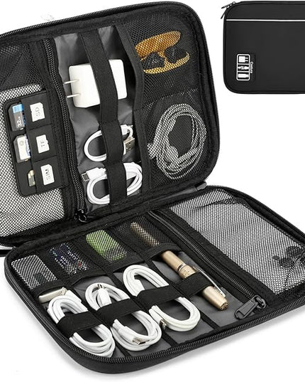 Electronic Organizer Travel Case, All-in-One Portable Cable Organizer Bag for Storage, Cord Organizer Tech Accessories for Cables, Chargers, Power Bank, Flash Drive, SD Card