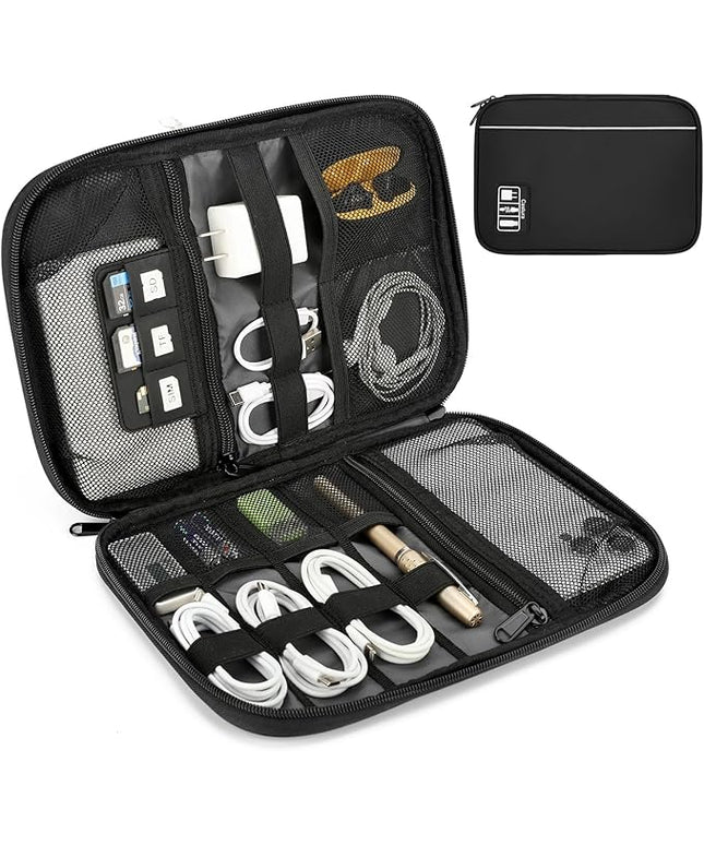 Electronic Organizer Travel Case, All-in-One Portable Cable Organizer Bag for Storage, Cord Organizer Tech Accessories for Cables, Chargers, Power Bank, Flash Drive, SD Card