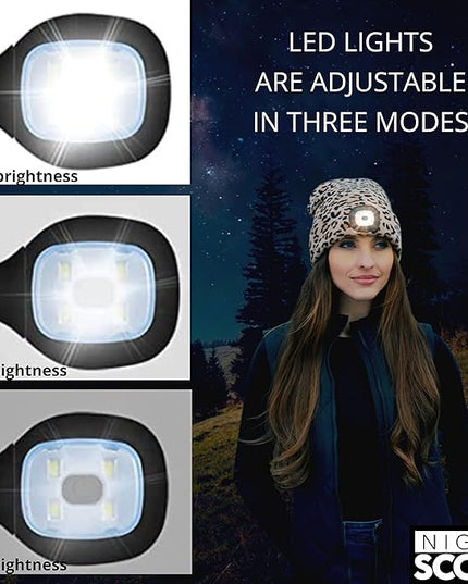 Night Scope Classic Rechargeable LED Warm Knit Beanie Head Light Hat Headlamp for Outdoor Activities