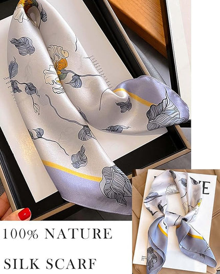 100% Mulberry Silk Scarf for Women Hair Lightweight Square Neckerchief Wrap For Head Scarves 21"
