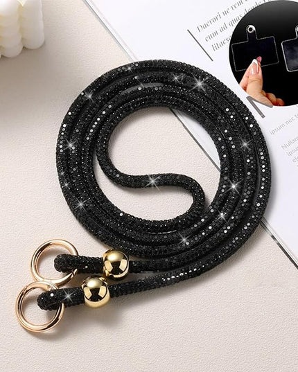 Crystal Phone Lanyard for Women Sparkling Crossbody Phone Strap with Full Rhinestone Bling Anti-Theft Phone Strap