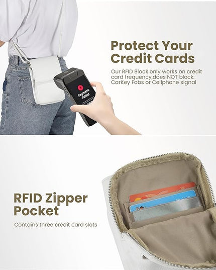 befen Genuine Leather Small Crossbody Bags for Women, Cell Phone Cross body Purse Bag with RFID Blocking Card Slots