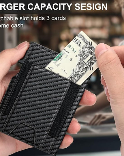Wallet for Men Wallet with Slim Pop Up Card Holder 9-13 Cards, Bifold Minimalist Smart Wallet RFID Blocking Credit Card Holder with ID Window & Stretchable Cash Slot Compact Metal Aluminum Card Case