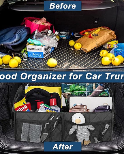 Deosk Car Trunk Organizer for SUV, Car Organizers and Storage with 6 Pocket, Car Accessories for Women/Men 70L Waterproof Polyester Trunk Organizer(Large, Charcoal)