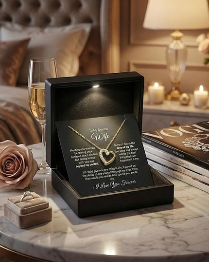 Evername To My Wife, Beautiful Necklace with an Emotional Message Card in a Luxury LED Jewelry Box. Great Birthday, Anniversary, Valentines Day Gift