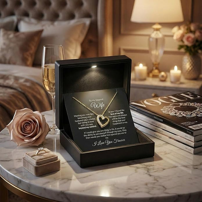 Evername To My Wife, Beautiful Necklace with an Emotional Message Card in a Luxury LED Jewelry Box. Great Birthday, Anniversary, Valentines Day Gift