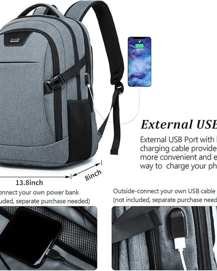 DUSLANG Travel Work Laptop Backpack With USB Charging Port Fits 15.6 15 14 13 Inch Laptop and Notebook Business Anti Theft College Computer Bag Back Pack for Women Men - Dark grey