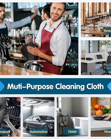 FIXSMITH Black Microfiber Cleaning Cloth -Pack of 50, Highly Absorbent Cleaning Rags, 16"X12" All Purpose Cleaning Towels for Housekeeping, Kitchen, Car, Lint Free and Reusable Microfiber Towels