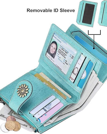 Lavemi Womens Leather Wallet Small Compact RFID Blocking Credit Card Case Purse with Zipper Pocket | Small, Compact, RFID Blocking, Zipper Pocket, Small, Compact