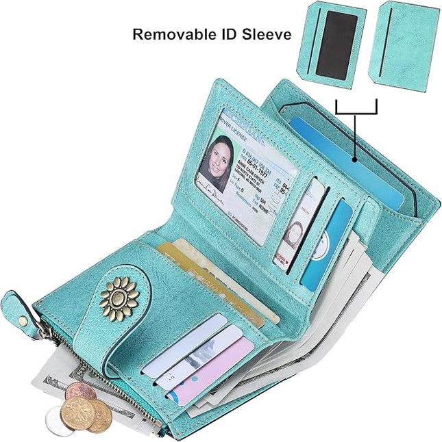 Lavemi Womens Leather Wallet Small Compact RFID Blocking Credit Card Case Purse with Zipper Pocket | Small, Compact, RFID Blocking, Zipper Pocket, Small, Compact