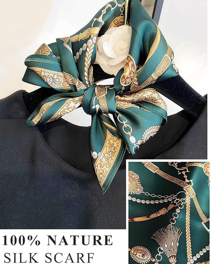 100% Mulberry Silk Scarf for Women Hair Lightweight Square Neckerchief Wrap For Head Scarves 21"