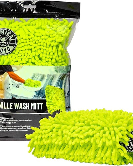 Chemical Guys Chenille Premium Scratch-Free Microfiber Wash Mitt for Car Washing - Lime Green,Ultra-Soft Car Wash Glove,Swirl-Free Finish,Safe for Trucks,SUVs,Motorcycles,and More,(Pack of 12)