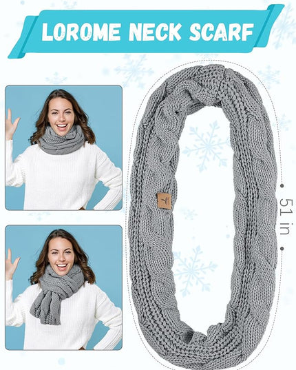 Winter Beanie Hat Scarf Gloves, Warm Fleece Knit Hats Touch Screen Gloves Neck Scarf Set Winter Gifts for Unisex Adult