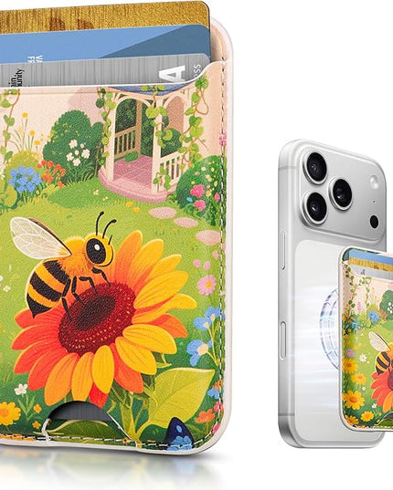 Magnetic Mag-safe Wallet Cell Phone Card Holder for Phone Case with Mag-Safe, Stronger Magnetic RFID Leather Phone Wallet Stick on for iPhone 17/16/15/14/13/12 Series, Fit 3 Cards