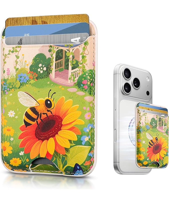 Magnetic Mag-safe Wallet Cell Phone Card Holder for Phone Case with Mag-Safe, Stronger Magnetic RFID Leather Phone Wallet Stick on for iPhone 17/16/15/14/13/12 Series, Fit 3 Cards