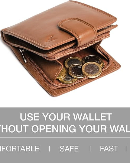 Lavalen Soft Leather Wallet for Men - Mens Wallet Bifold with Zipper Coin Pocket - Holds Bills, Credit Cards, Coins - Carteras para Hombres Piel - Billeteras de Hombres Cuero Original - RFID Blocking.