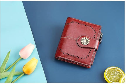 Lavemi Womens Leather Wallet Small Compact RFID Blocking Credit Card Case Purse with Zipper Pocket | Small, Compact, RFID Blocking, Zipper Pocket, Small, Compact