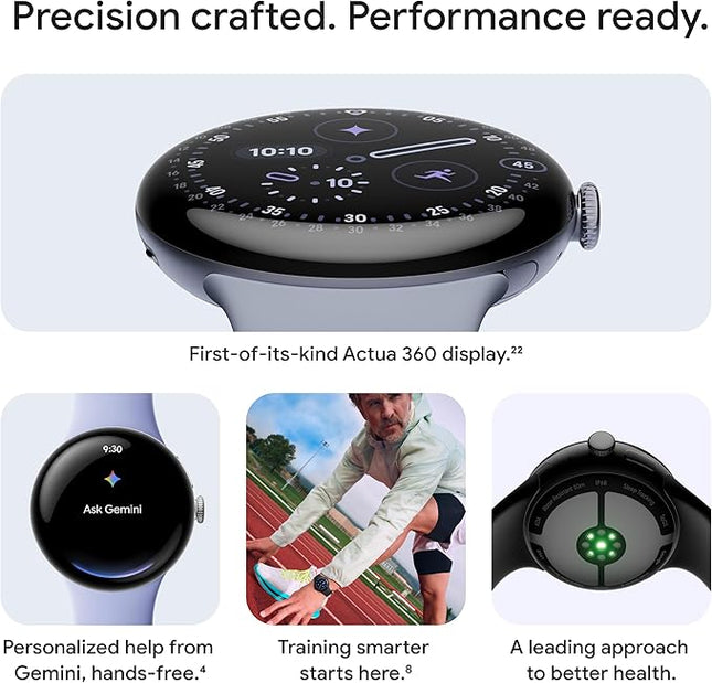 Google Pixel Watch 4 (45mm) - Android Smartwatch - Heart Rate and Sleep Tracking - 40-Hour Battery - Fitness Tracking - Google AI - Matte Black Aluminum Case - Obsidian Active Band - LTE (2025 Model)
