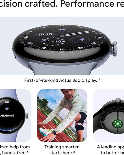 Google Pixel Watch 4 (41mm) - Android Smartwatch with Heart Rate and Sleep Tracking - 30-Hour Battery - Fitness Tracking - Google AI - Polished Silver Aluminum Case - Porcelain Active Band - Wi-Fi