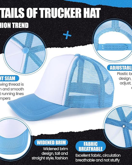 10 Pcs Sublimation Blank Trucker Hats Bulk Mesh Baseball Cap Polyester Mesh Trucker Hat for Men and Women