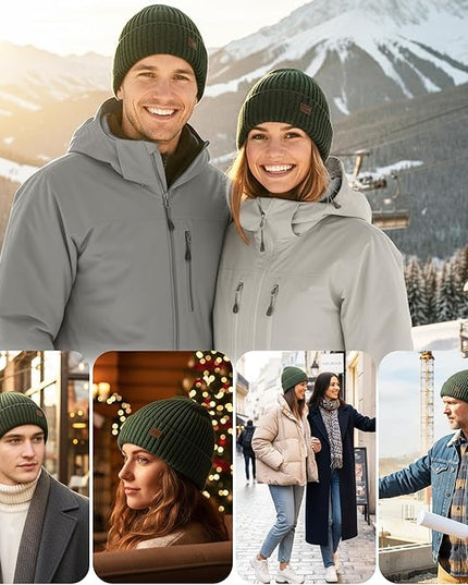 Merino Wool Beanie Hat for Men Women - Thermal Knitted Winter Hat for Large Heads Hiking Running Cap Wrap for Cold Weather