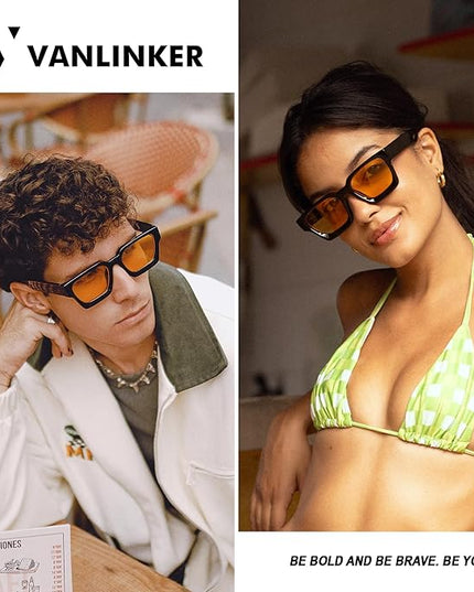 VANLINKER Thick Square Sunglasses for Men Women Retro Chunky Rectangle Shades UV400 Protection VL9731