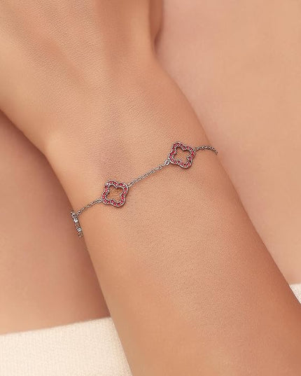 CLAIRETTE Premium PVD Gold-Plated Clover Lucky Bracelet for Women Flower Four Leaf Link Bracelets Trendy Jewelry Gifts for Women