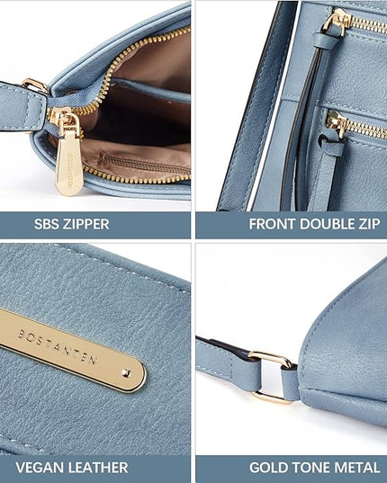 BOSTANTEN Crossbody Purses for Women Medium Shoulder Bag Quilted Handbags with Zipper Pocket
