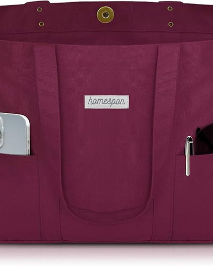 HOMESPON Large Canvas Tote Bag for Women Everything Bag with Pockets and Laptop Sleeve