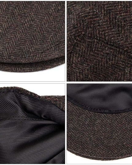VOBOOM Men's Herringbone Flat Ivy Newsboy Hat Wool Blend Gatsby Cabbie Cap
