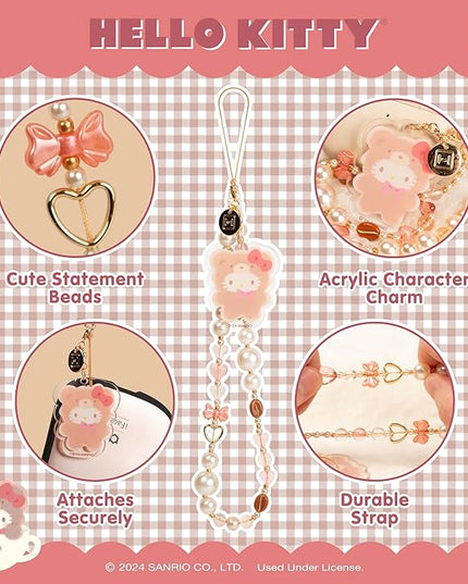 iFace Hello Kitty and Friends Beaded Wristlet Universal Charm Strap [Latte Bear Series] – Cute Wrist Strap for Cell Phone Camera Keys AirPods