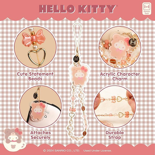 iFace Hello Kitty and Friends Beaded Wristlet Universal Charm Strap [Latte Bear Series] – Cute Wrist Strap for Cell Phone Camera Keys AirPods