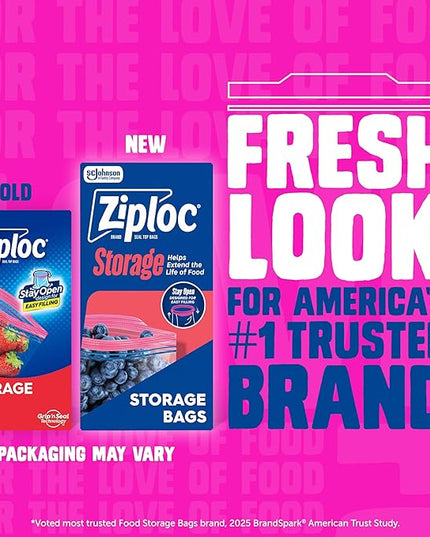 Ziploc 2 Gallon Food Storage Bags, Grip 'n Seal Technology for Easier Grip, Open, and Close, 36 Bags Total