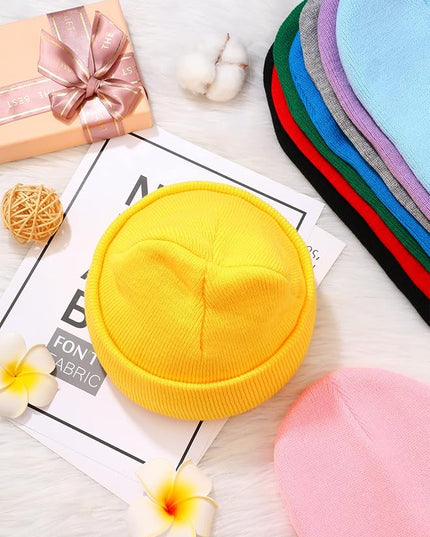 Foaincore 24 Pcs Winter Beanie Hats Bulk for Men Women Warm Roll up Edge Skullcap Colorful Warm Cuff Cap Fisherman