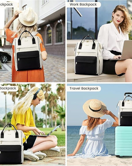 LOVEVOOK Laptop Backpack Purse for Women Waterproof Teacher Nurse Bag, 17.3 Inch Work Laptop Bag with Organizer Bag Business Travel Computer Backpack, 2pcs set